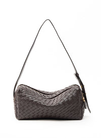 Trousse Woven Leather Dark Brown