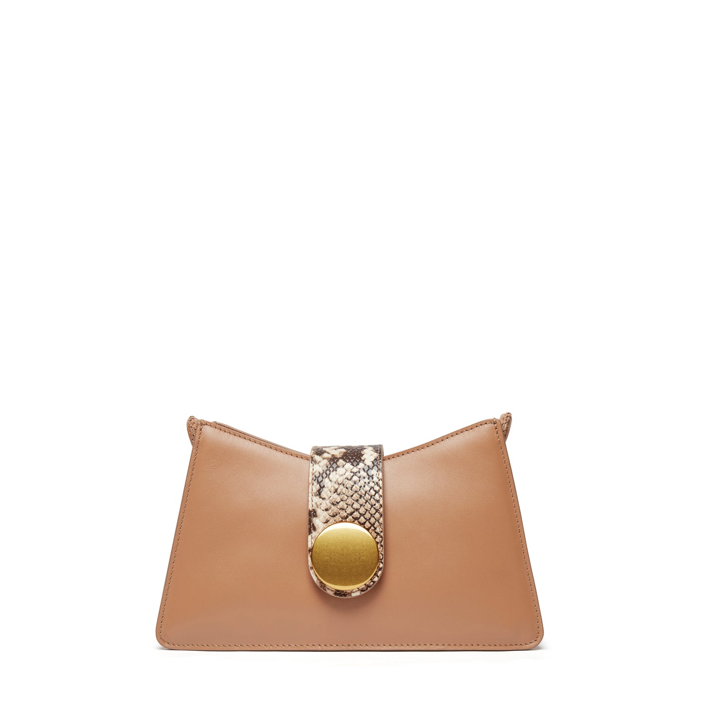 Buckle Shoulder Bag Camel/Python Print Sand