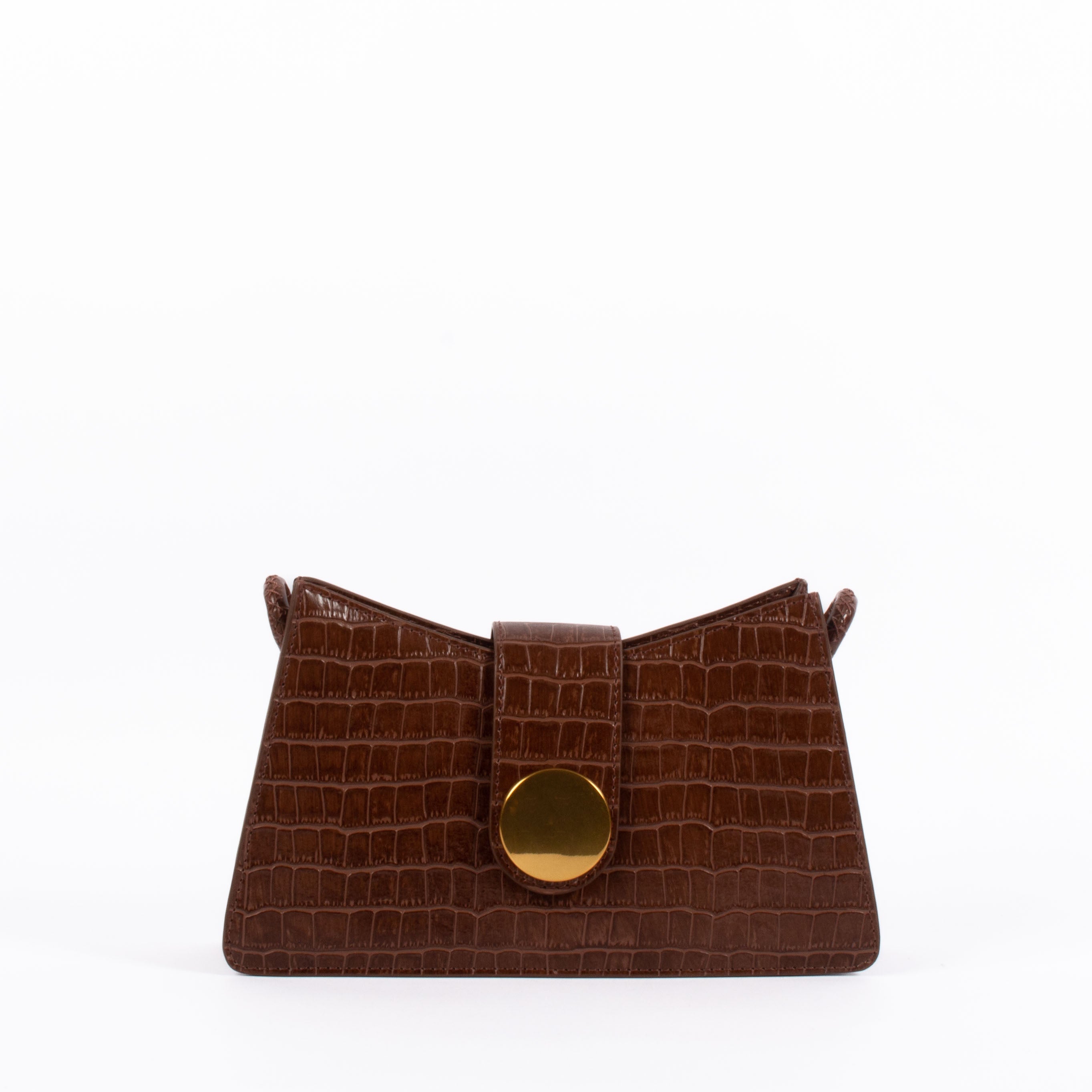 Baguette Croco Embossed Leather Cognac Elleme