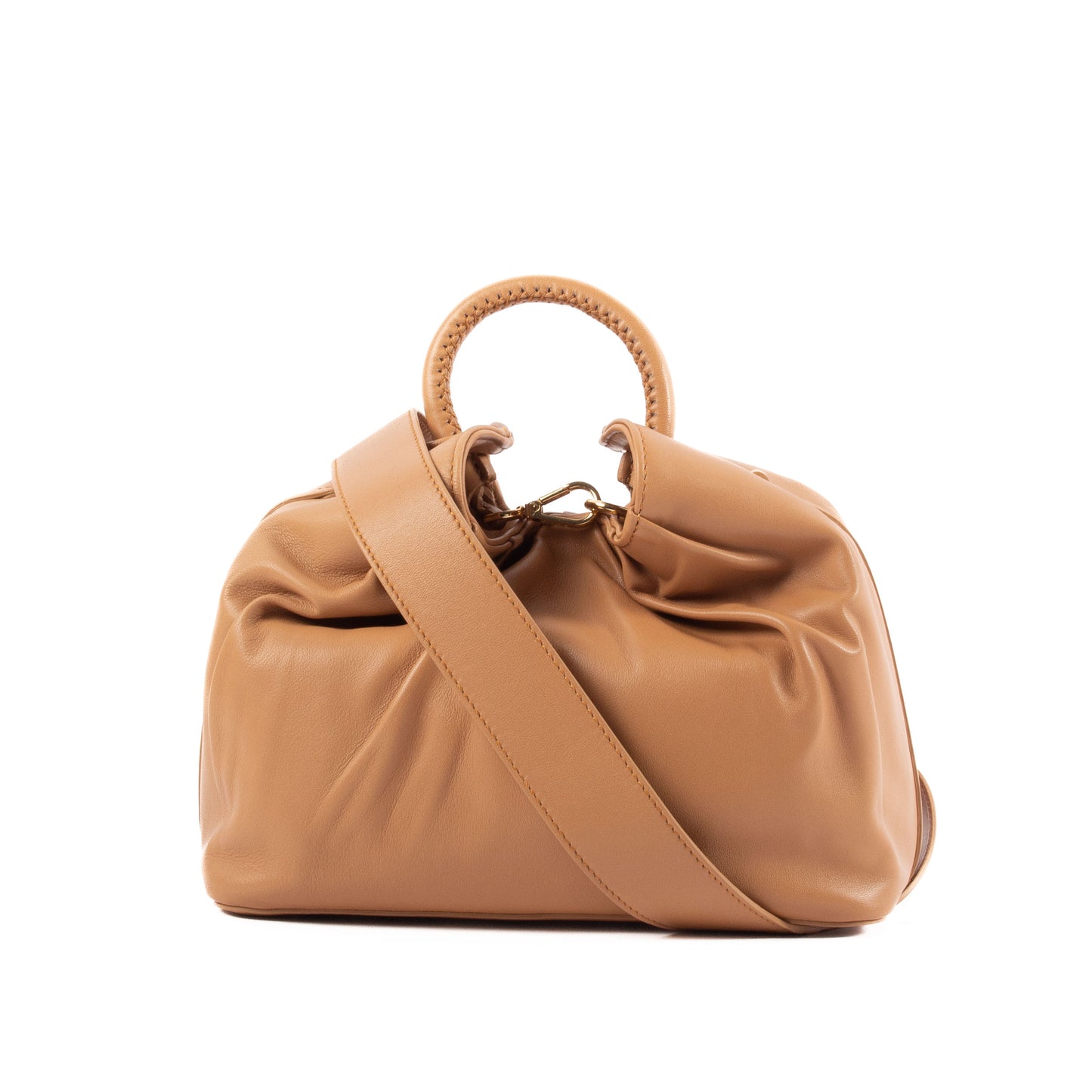 Large Dumpling Lambskin Camel