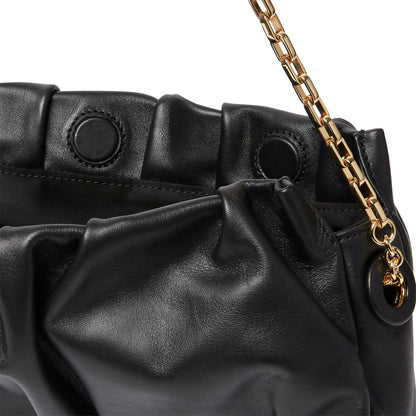Long Vague Leather with chain Black