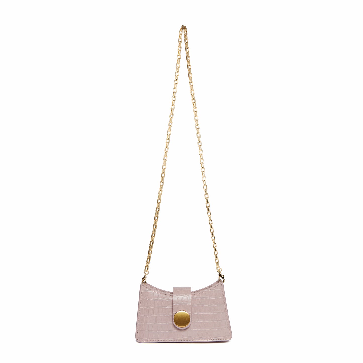 Mini Boucle Cuir Embossé Croco Rose